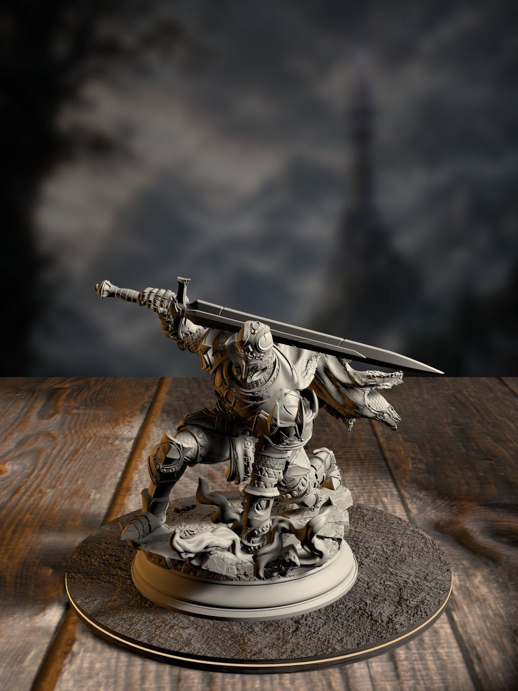 Arcane Armour of the Bastion 2, an animated suit of ancient Beremeni armor, front view with weapon and shield.