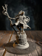 Baba Yaga rear view showing ancient crone detail and ritual garb.
