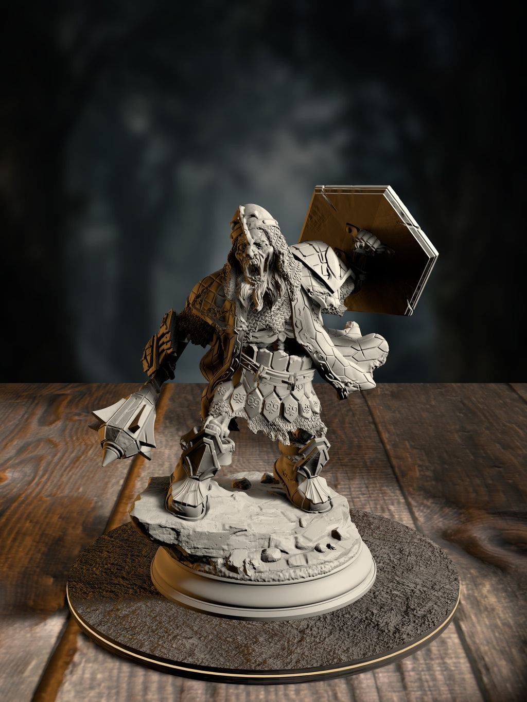 Brook, one of the Undead Dwarven Brothers, a rotted animated dwarf lackey, front view on a Grimmvale base.
