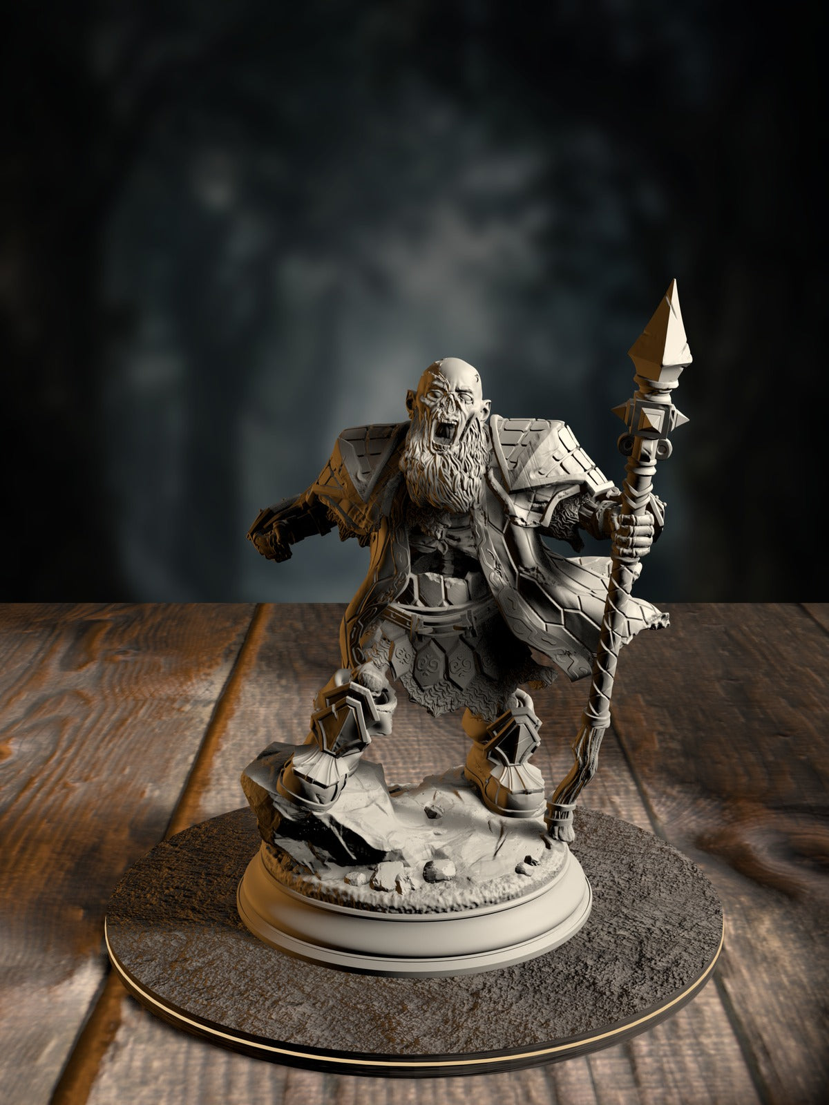 Crook, one of the Undead Dwarven Brothers, a rotted animated dwarf lackey, front view on a Grimmvale base.