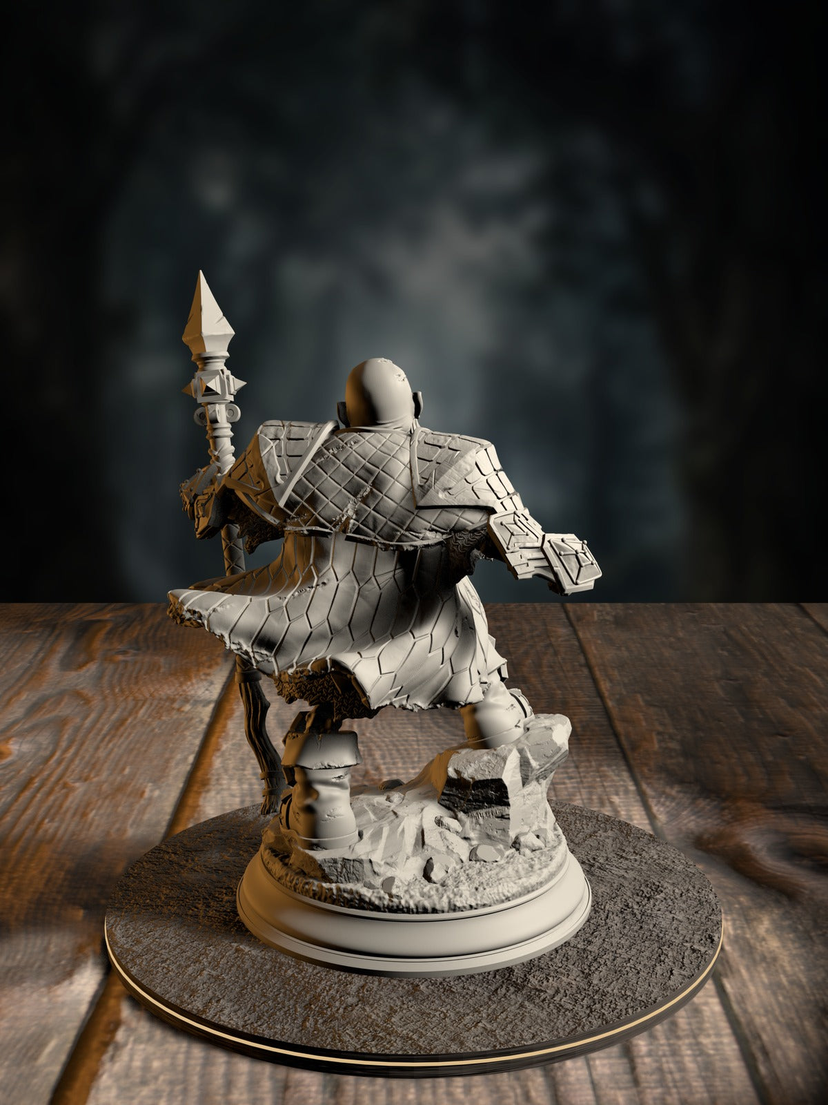 Crook rear view showing undead dwarven gear and animated posture.