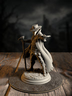 Doktor Jakobson, Deranged Plague Doctor, in an iconic beaked mask and coat, front view on a grim scenic base.