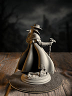 Doktor Jakobson rear view showing coat detail and plague-doctor tools.