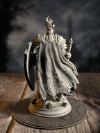 Glancalion rear view showing holy regalia and flame-motif armor detail.