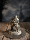 Korgrin Bloodstone, Fledgling Haemomancer, mid-cast with blood-magic sigils, front view on an alleyway base.