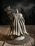 Lars von Findros rear view showing House Findros heraldry and armor detail.