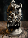 Little John, Bridge Troll, blocking a bridge with a makeshift club, front view on a large scenic base.
