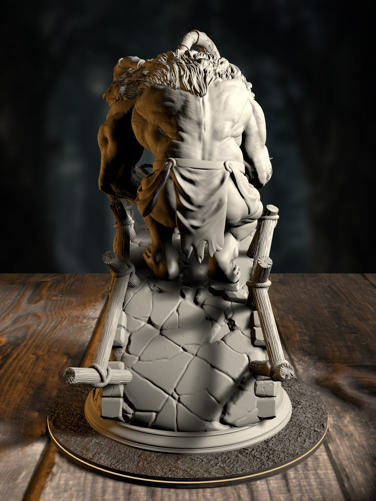 Little John rear view showing hulking troll build and toll-post detail.