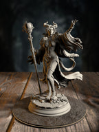 Mallory the Envious, The Dark Ruler, in imposing envy-touched regalia, front view on a corrupted-court base.