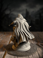 Mayor Severin Linhardt rear view showing mayoral coat over battle-worn Hexhunter gear.
