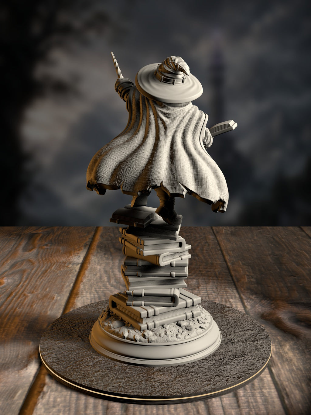 Pepitos the Manic rear view showing eccentric professor attire and arcane tool detail.