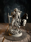 Prince Charming, Noble Knight, in polished heraldic armor, front view on a valley-approach base.