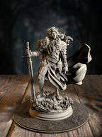 Prince Charming, Noble Knight, in polished heraldic armor, front view on a valley-approach base.