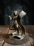 Rumpelstiltskin, The Devil’s Dealer, offering a contract scroll with a sly stance, front view.