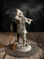 Skjolnir Ulvar rear view showing feral barbarian gear and hide detailing.