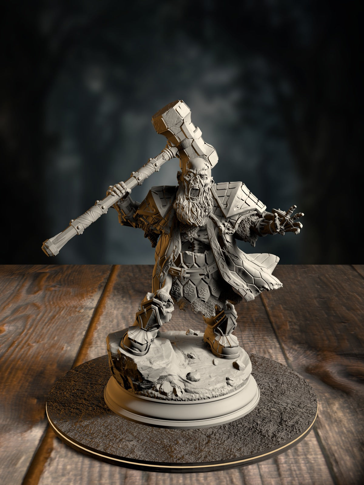 Sook, one of the Undead Dwarven Brothers, a rotted animated dwarf lackey, front view on a Grimmvale base.