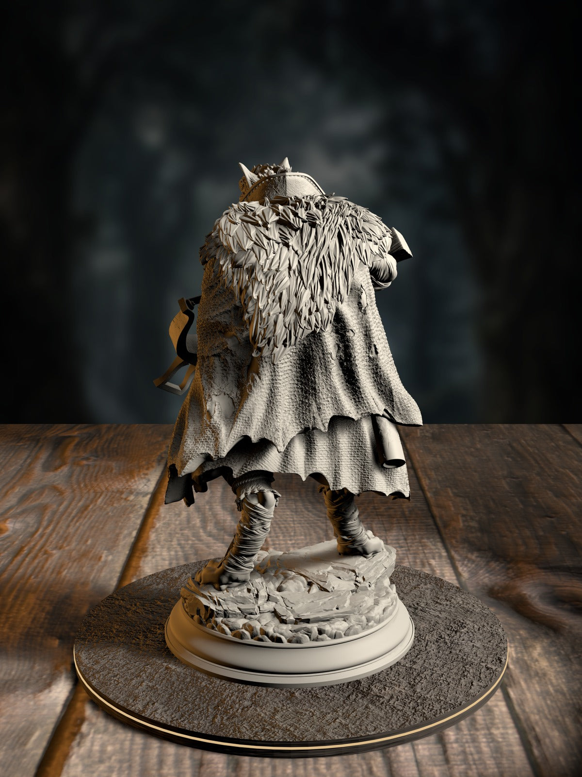 The Big Bad rear view showing feral wolf-brigand detailing.