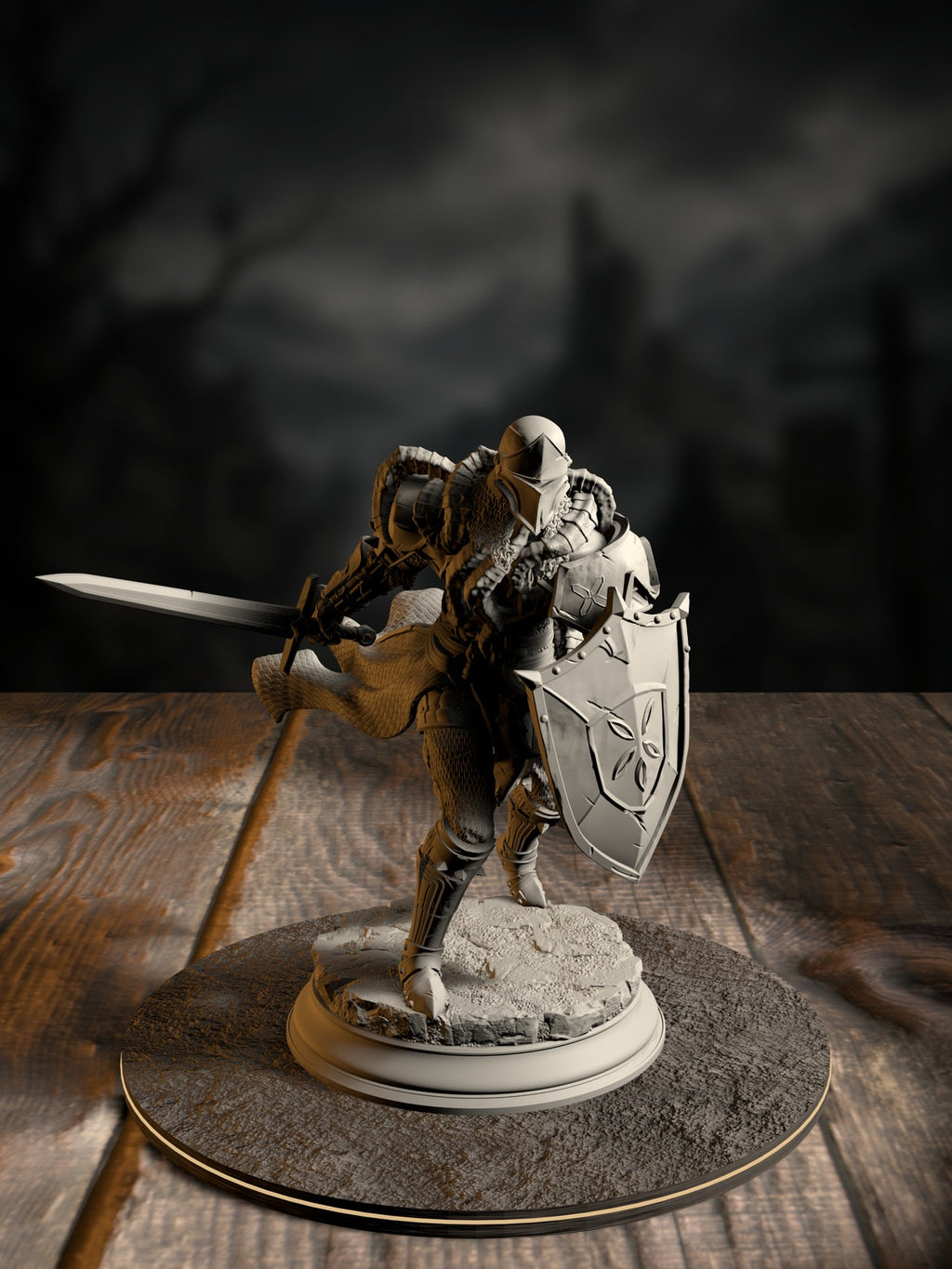 The Blight’s Warriors, Blighted Knight 1, a Dragonblight-corrupted soldier fused with flesh and armor, front view.