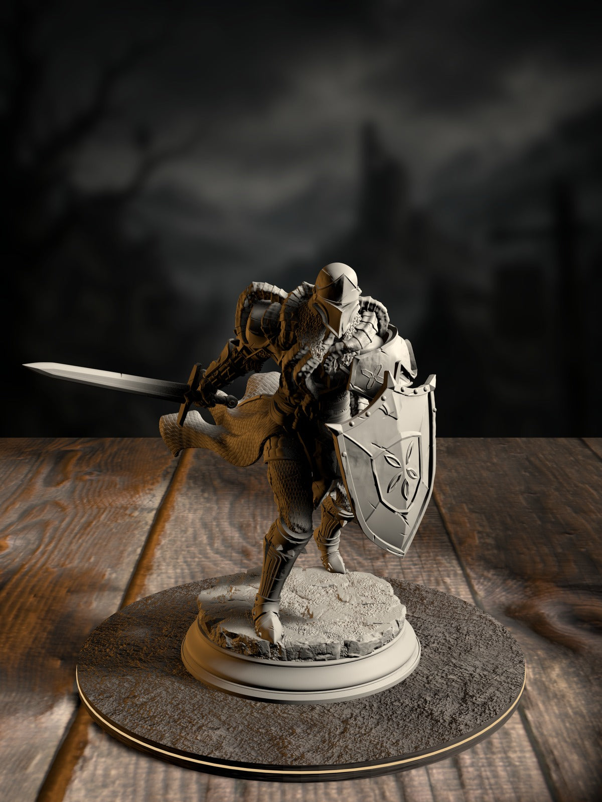 The Blight’s Warriors, Blighted Knight 1, a Dragonblight-corrupted soldier fused with flesh and armor, front view.