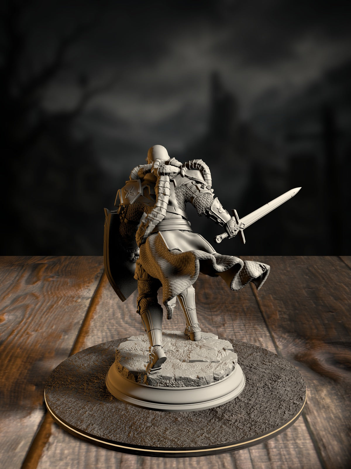 Blighted Knight 1 rear view showing grotesque flesh-armor fusion and weaponized limbs.