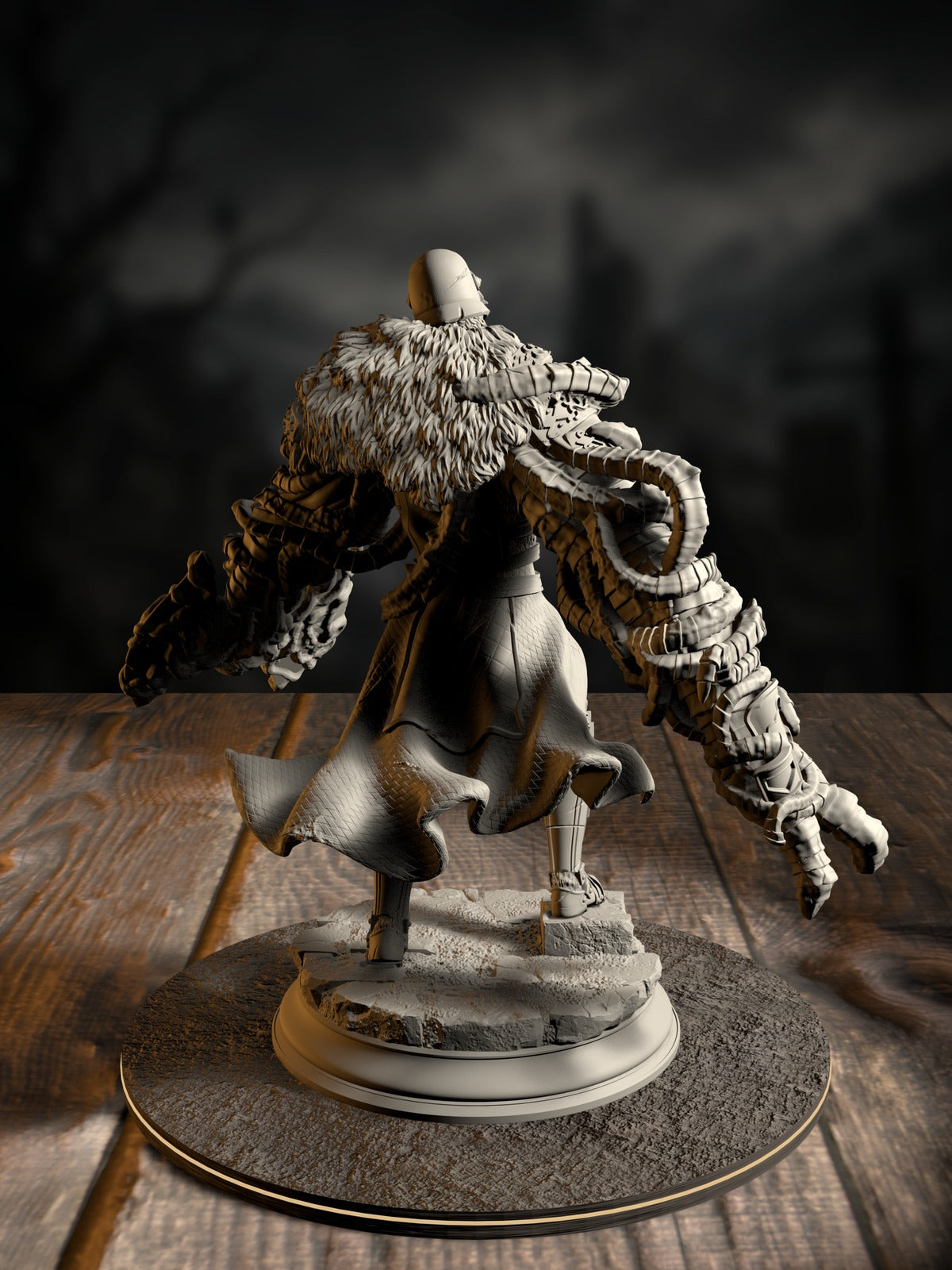 Blighted Knight 2 rear view showing grotesque flesh-armor fusion and weaponized limbs.