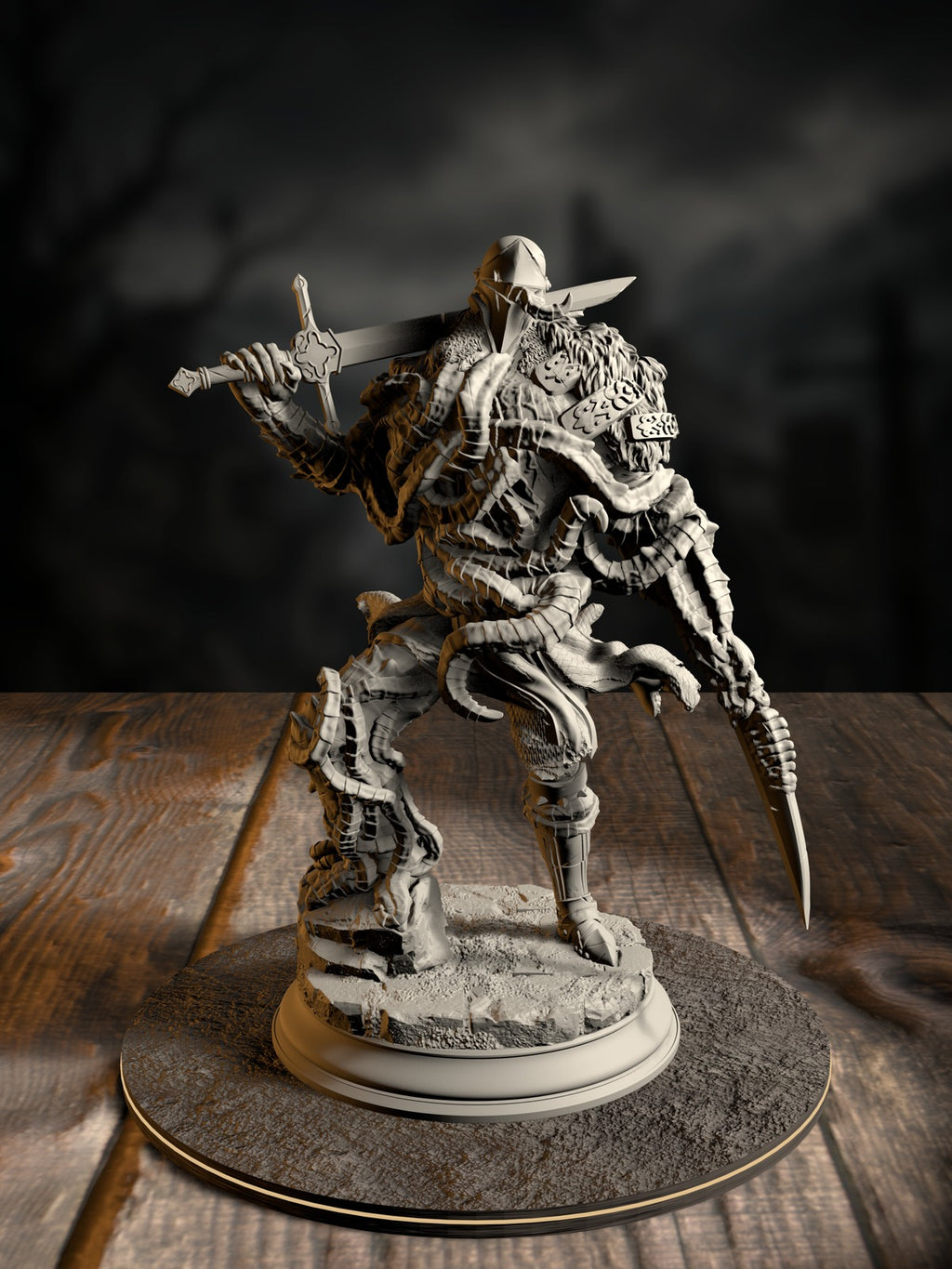 The Blight’s Warriors, Blighted Knight 3, a Dragonblight-corrupted soldier fused with flesh and armor, front view.