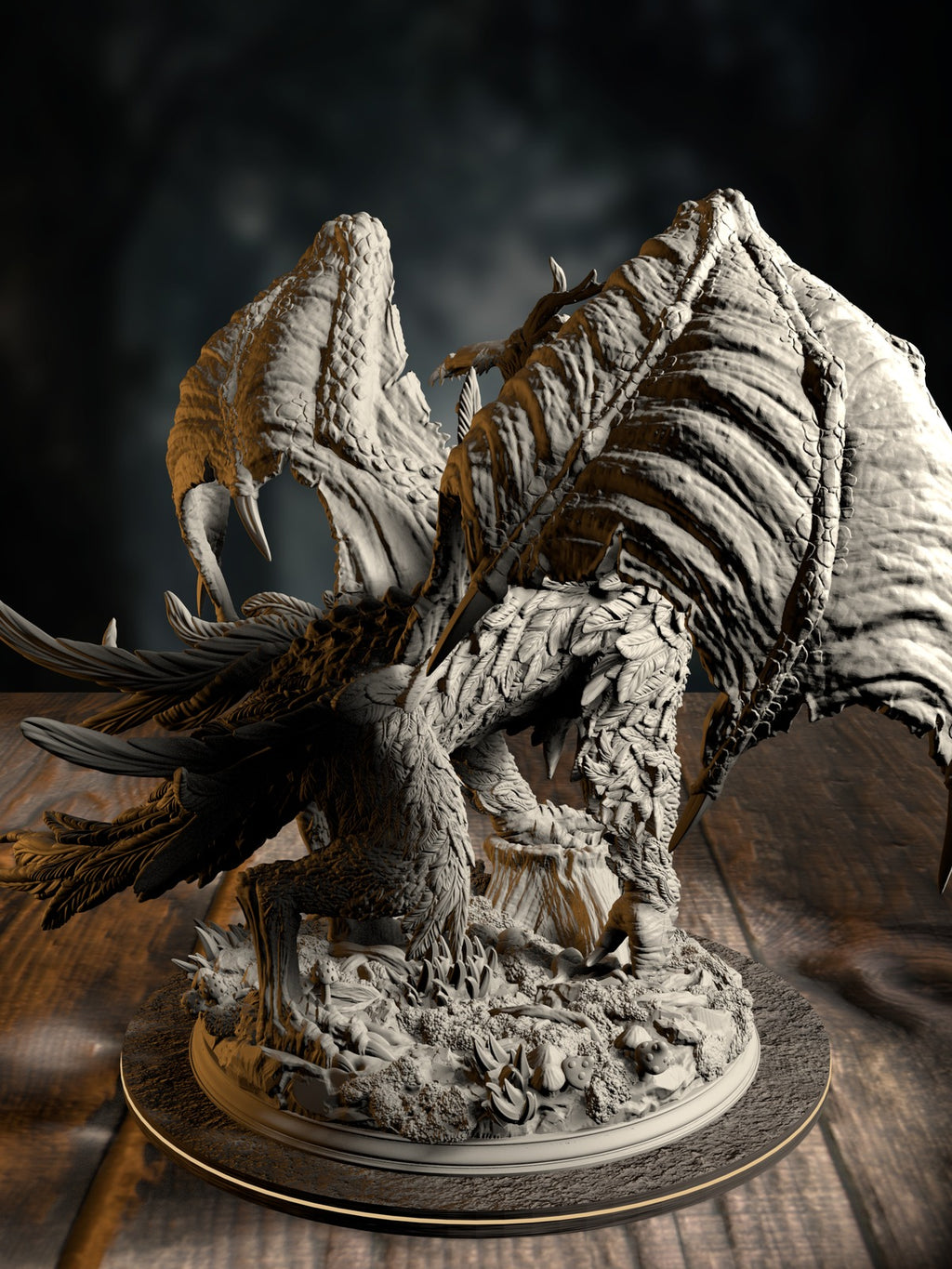The Jabberwock rear view showing vorpal-thorn environment and monstrous hide detail.
