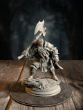 Took, Dwarven Axeman, in battle-worn armor with mourning-band detail, front view.
