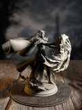 Tyria Ravensong, Unbridled Sorceress, mid-cast with layered arcane accessories, front view on a wayside base.
