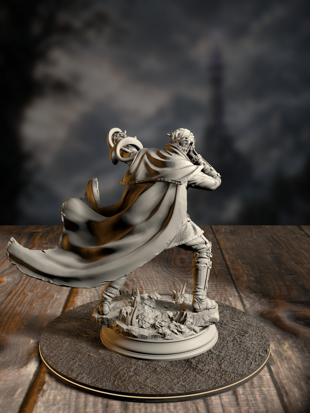 Varys Farseeker rear view showing Inquisitor initiate robes and psionic detailing.