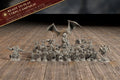 Group photo of all 27 painted-ready miniatures from the Bastion of the Wandering Mage campaign bundle, with a Ready to Play banner listing miniatures, campaign book, character sheets, and battle sheets.