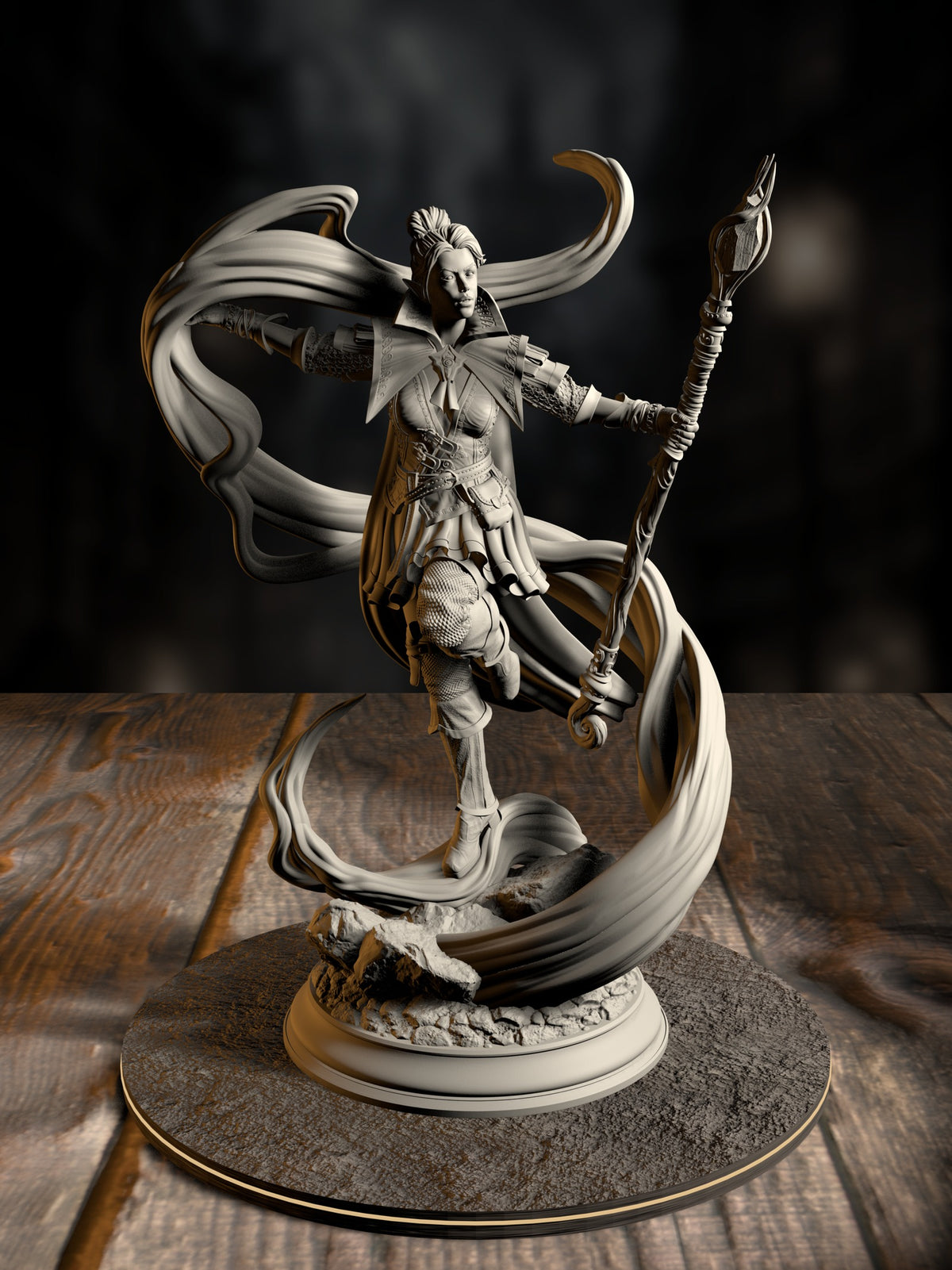Sergeant Molly Cliffburn - Half-Elf Arcane Constable miniature, front view