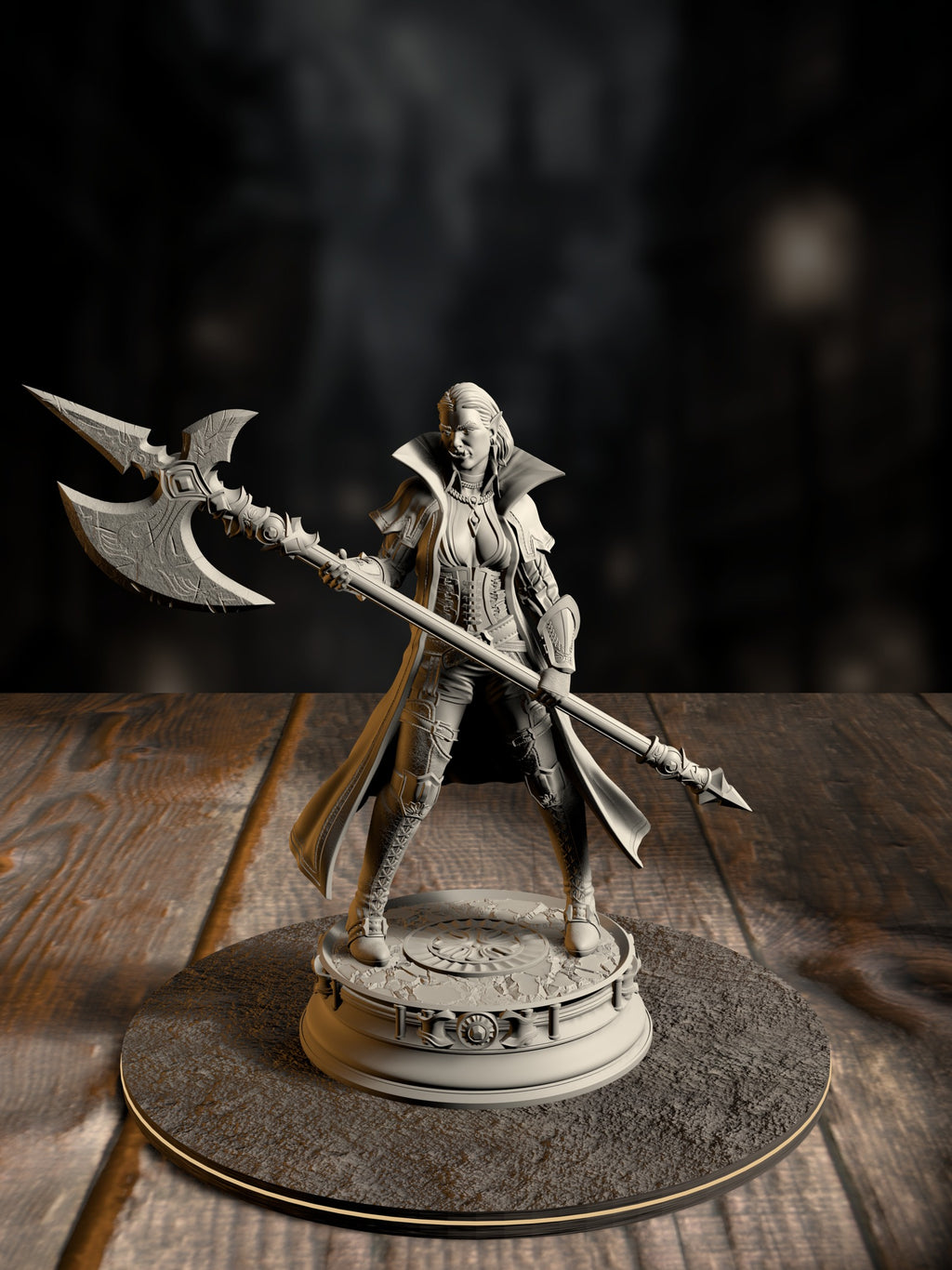 Vika “Doll Lips” - Half-Orc Interrogator miniature, front view