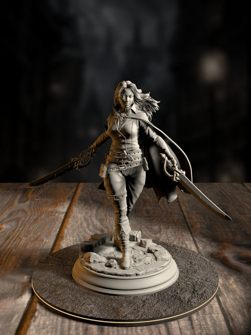 Angela “Cat-Eyes” Hardvin - Rogue Duelist miniature, front view