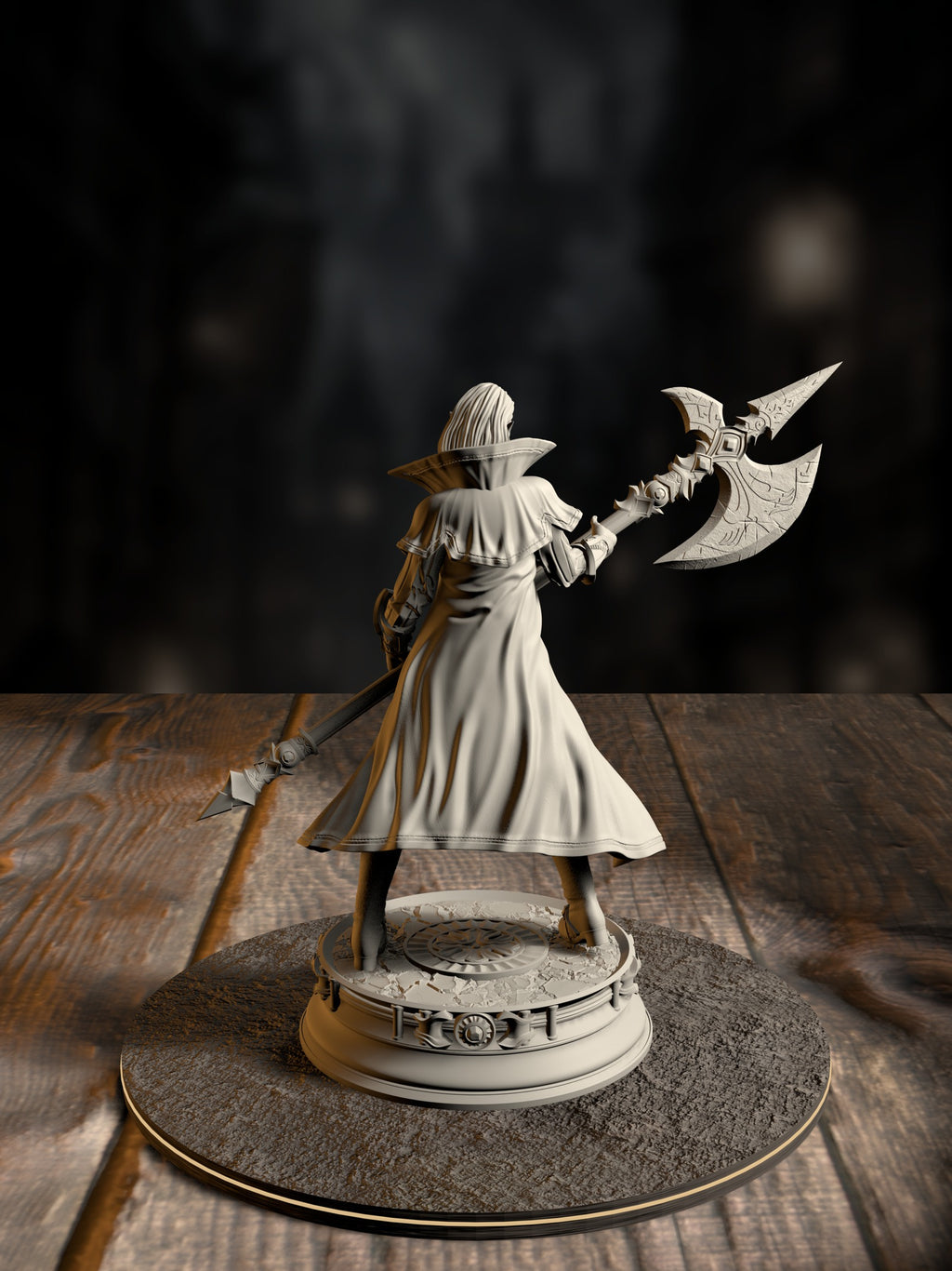 Vika “Doll Lips” - Half-Orc Interrogator miniature, rear view