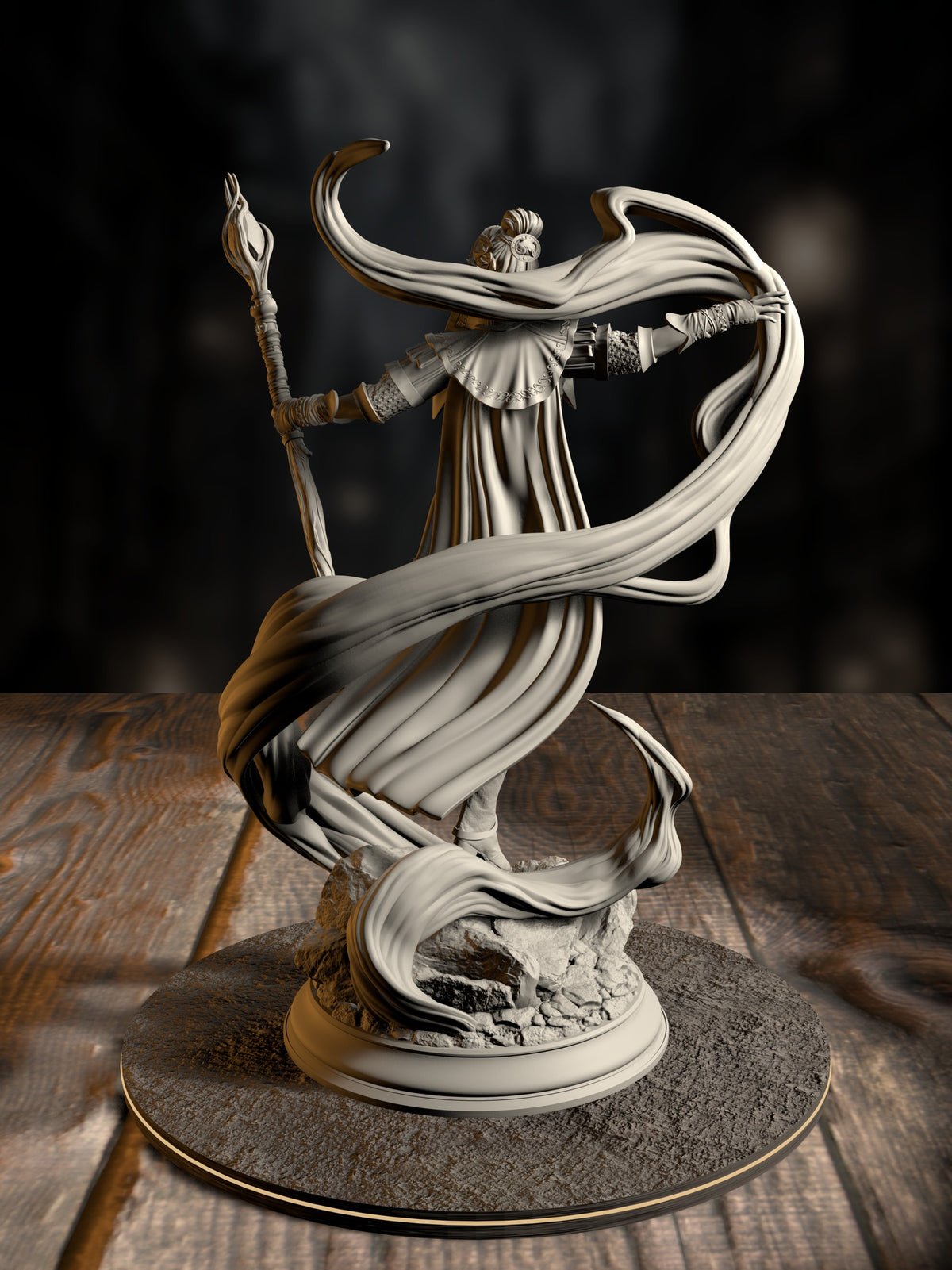 Sergeant Molly Cliffburn - Half-Elf Arcane Constable miniature, rear view