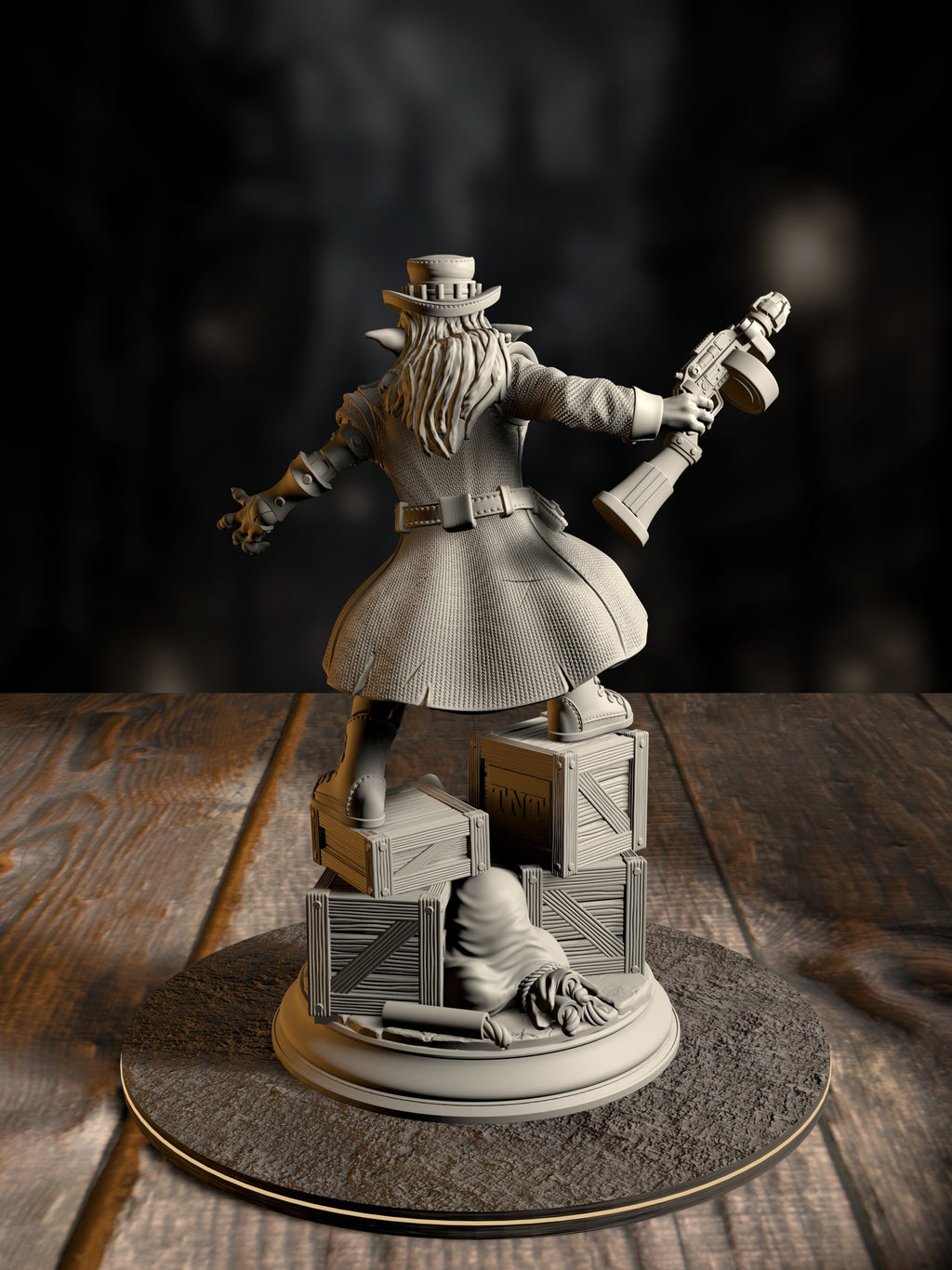 Brains - Manic Goblin Gangster miniature, rear view