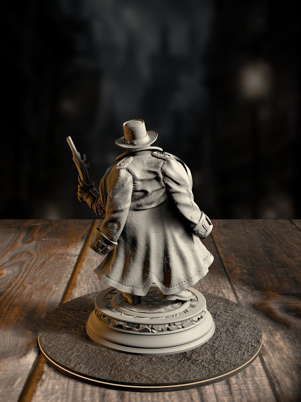 Torgrik “Tall Hat” - Dwarven Gunslinging Gangster miniature, rear view