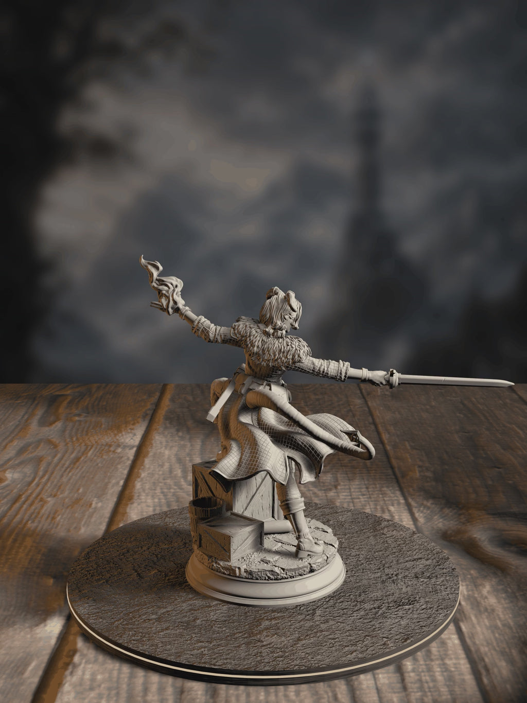 360-degree turntable of Octavia, Resistance Fighter, showcasing full sculpt detail from every angle.