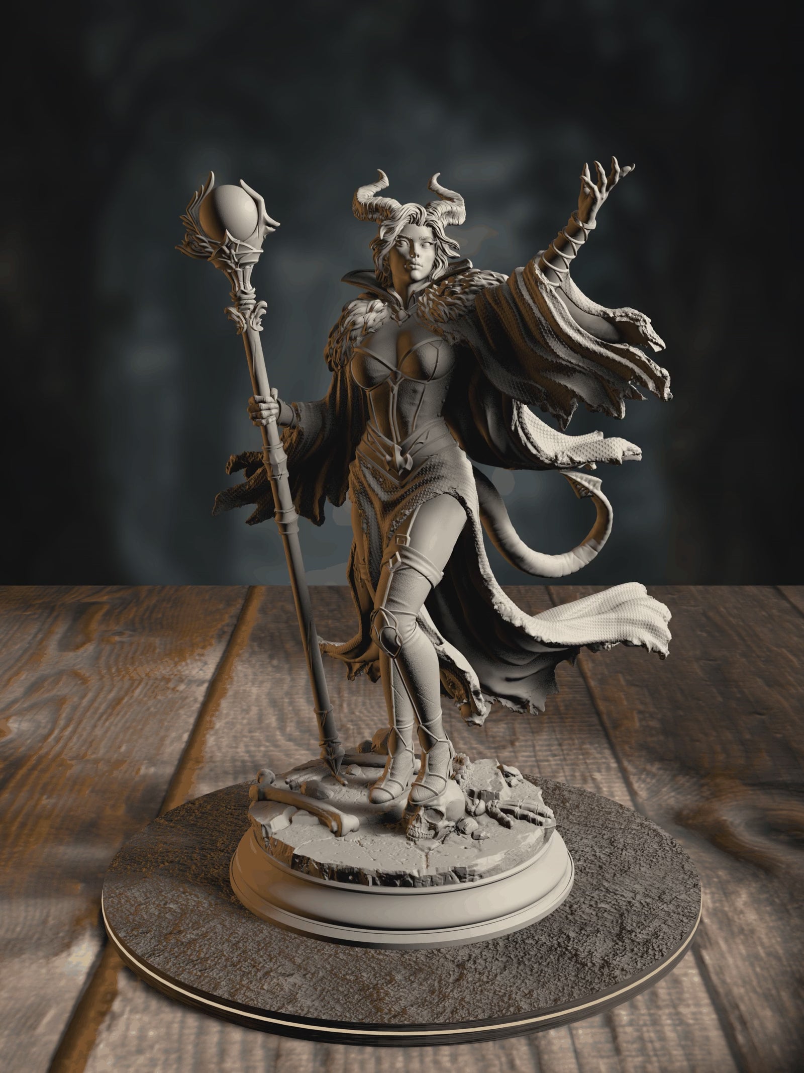 360-degree turntable of Mallory the Envious, The Dark Ruler, showcasing full sculpt detail from every angle.