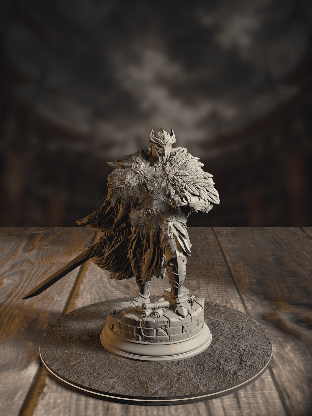 360-degree turnaround view of the Eulysses the Eversighted Knight of the Owl miniature