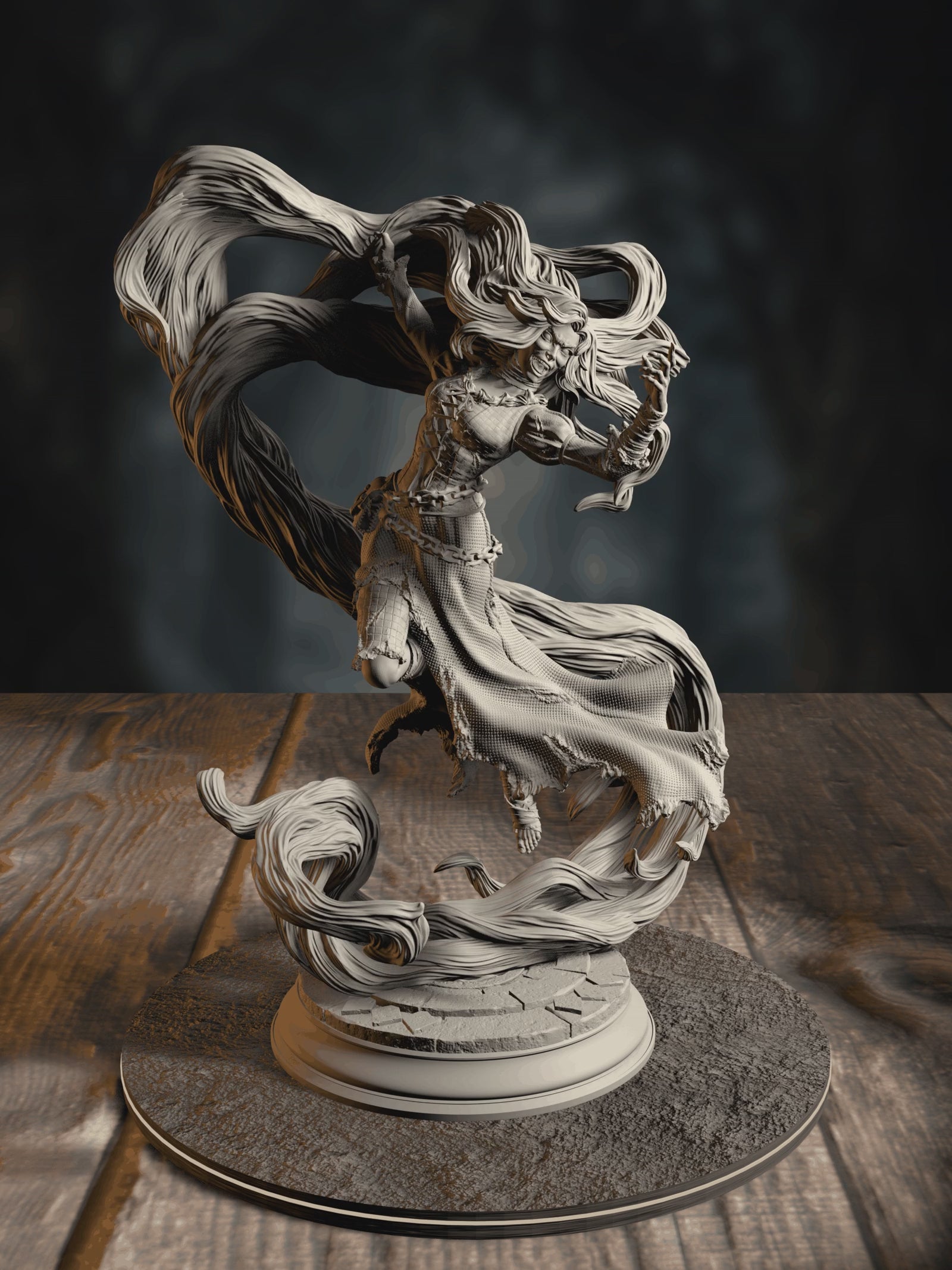 360-degree turntable of Rapunzel the Mad, Broken Princess, showcasing full sculpt detail from every angle.