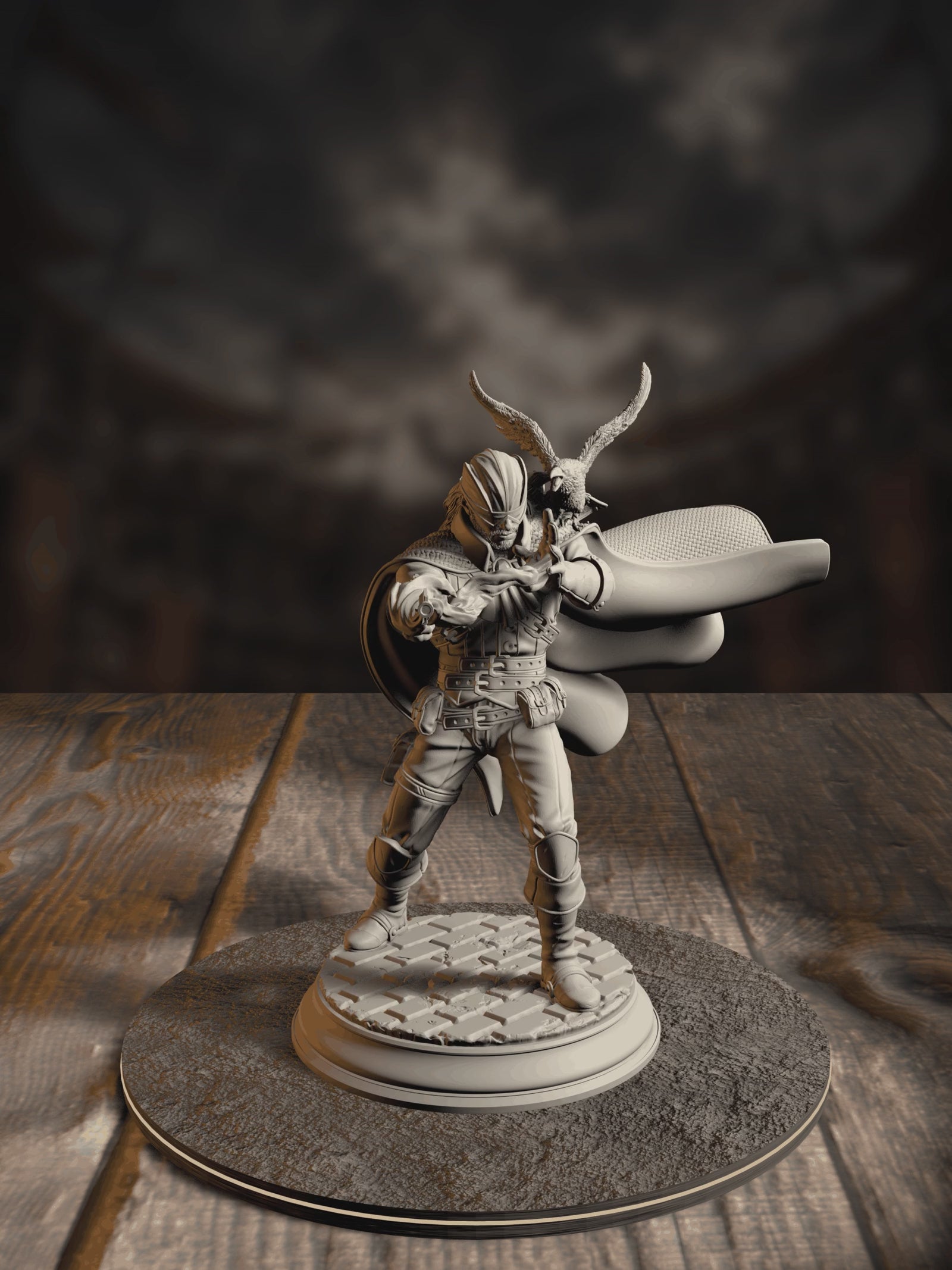 360-degree turnaround view of the Crow Eyes Blind Gunslinger miniature