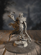 360-degree turntable of Siltharis, Lich of the Restless Grave, showcasing full sculpt detail from every angle.