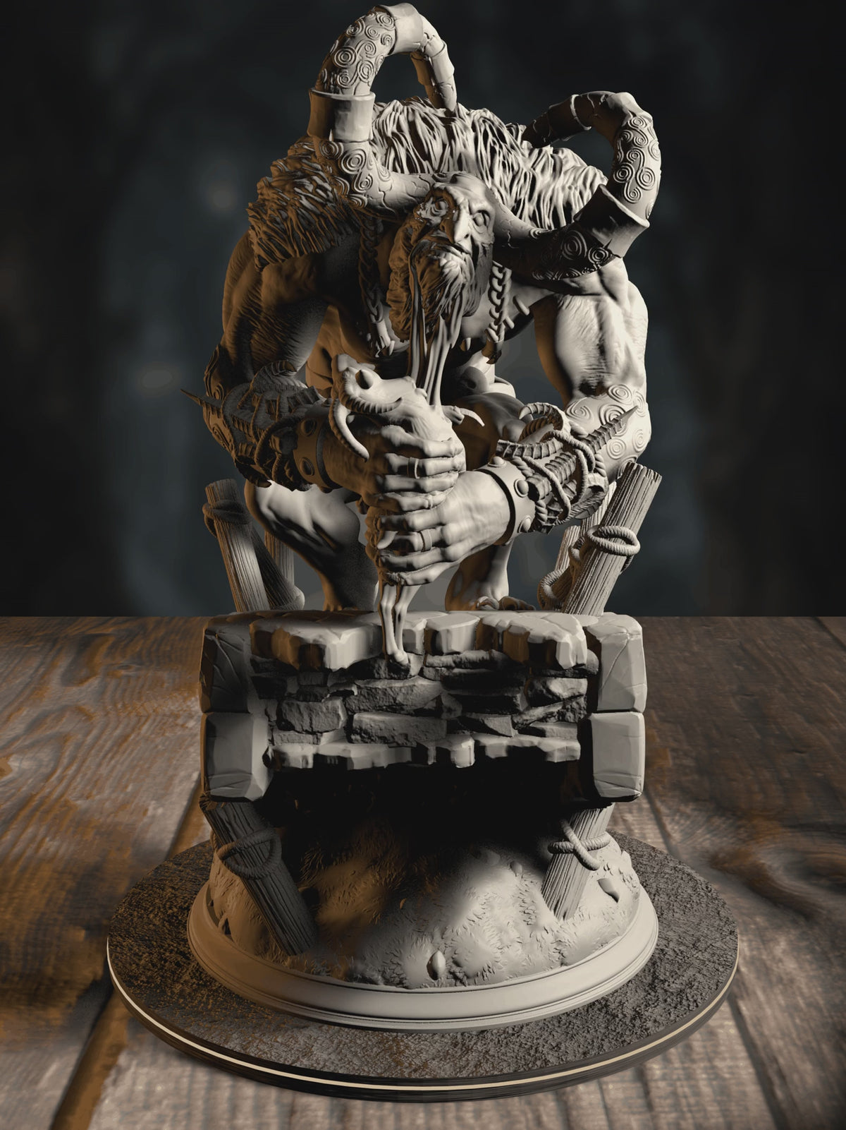 360-degree turntable of Little John, Bridge Troll, showcasing full sculpt detail from every angle.