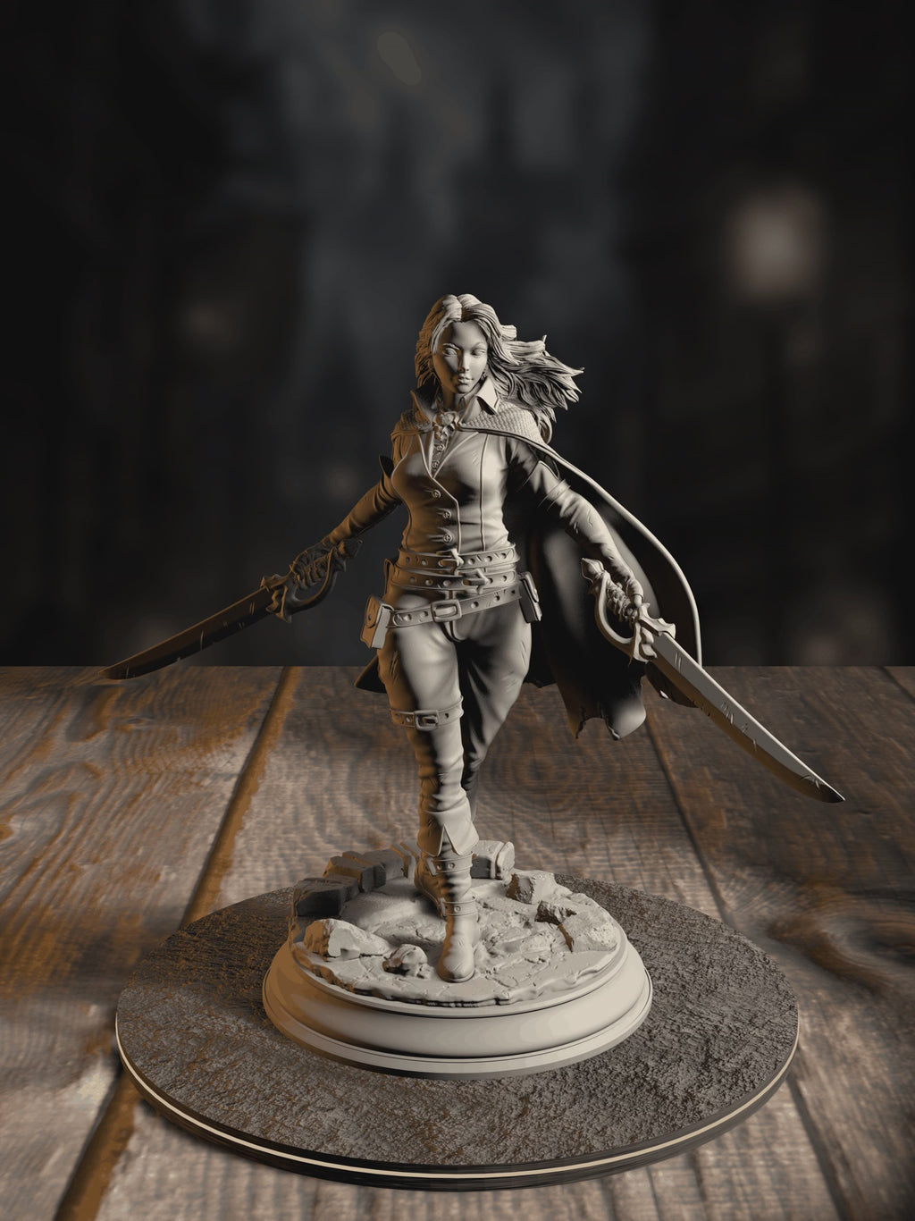 360-degree turnaround view of the Angela “Cat-Eyes” Hardvin - Rogue Duelist miniature