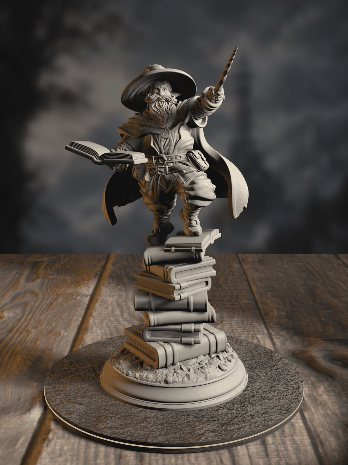 360-degree turntable of Pepitos the Manic, Professor of the Arcane, showcasing full sculpt detail from every angle.