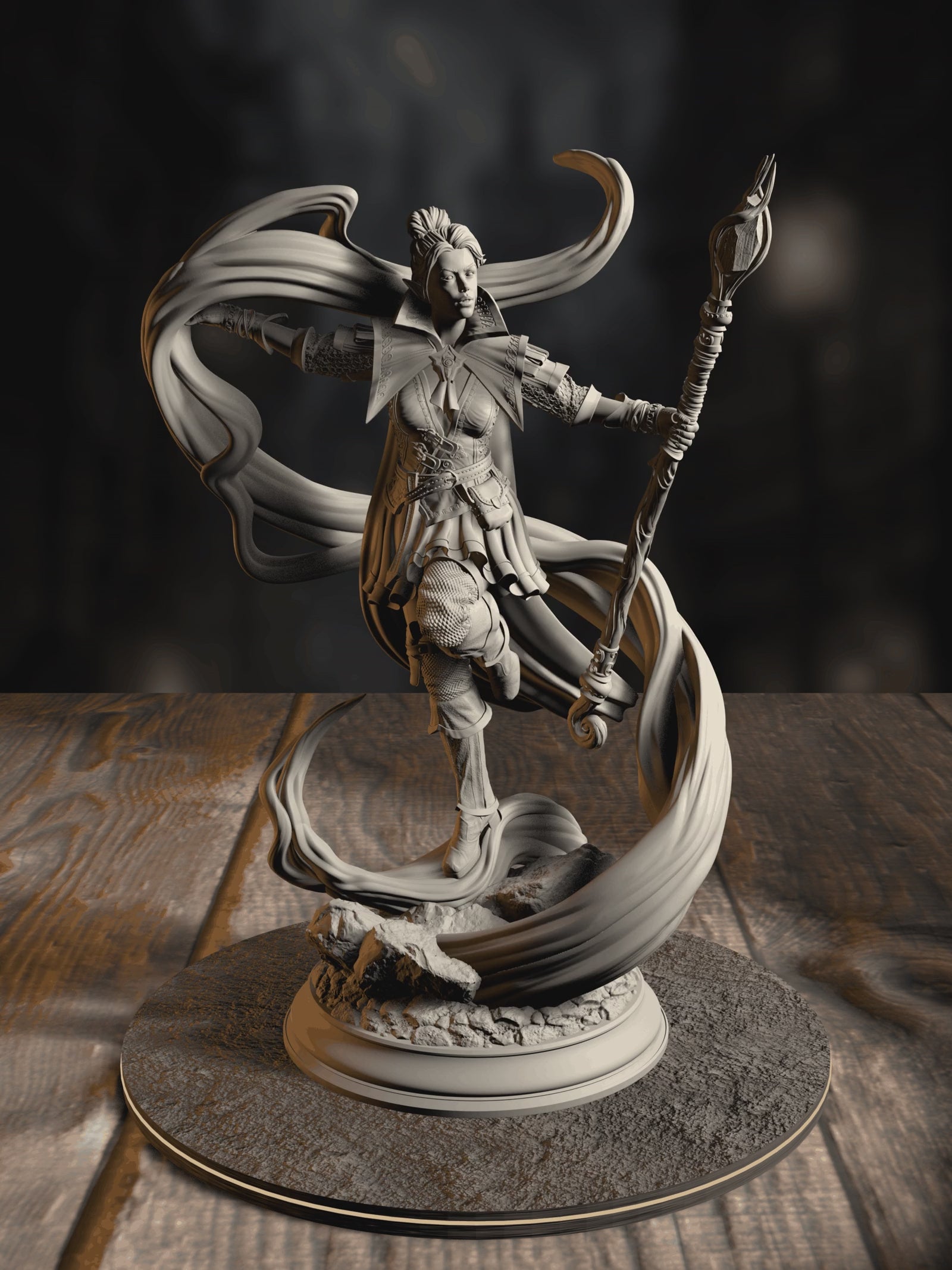 360-degree turnaround view of the Sergeant Molly Cliffburn - Half-Elf Arcane Constable miniature