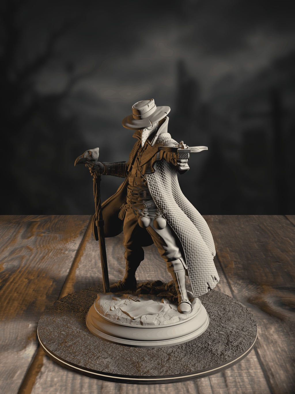 360-degree turntable of Doktor Jakobson, Deranged Plague Doctor, showcasing full sculpt detail from every angle.