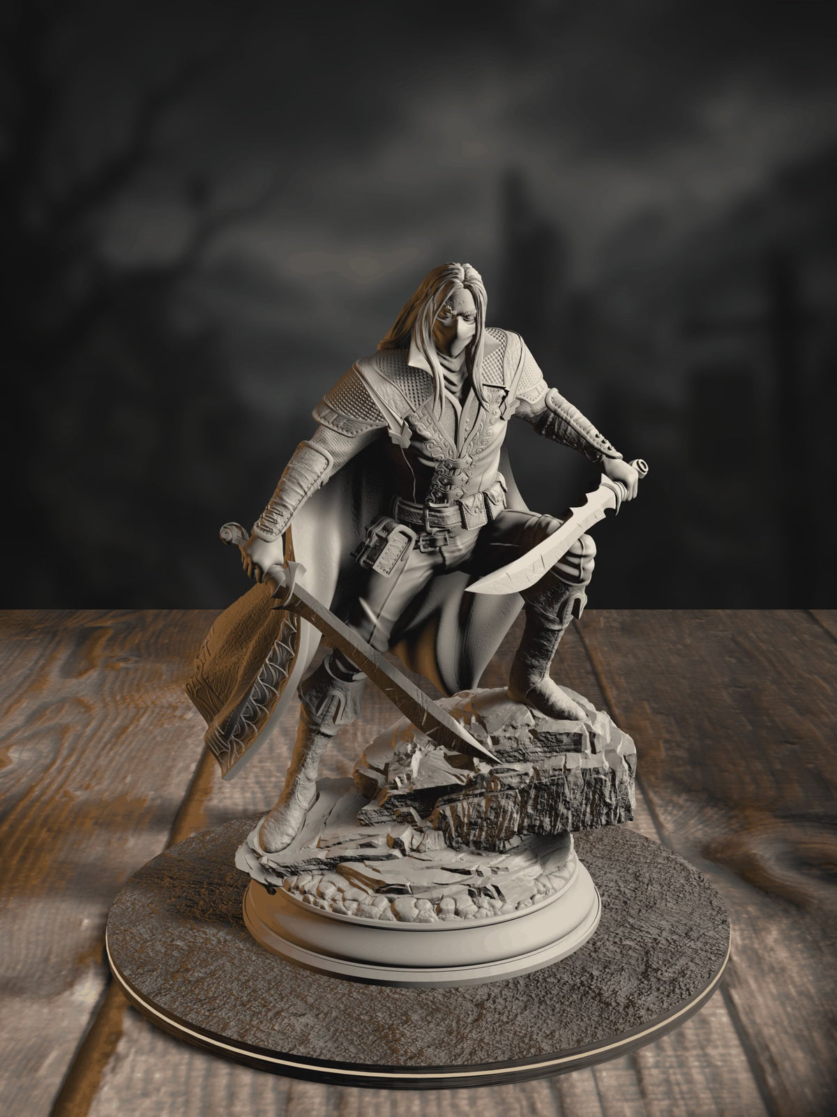 360-degree turntable of Mayor Severin Linhardt, Retired Hexhunter, showcasing full sculpt detail from every angle.